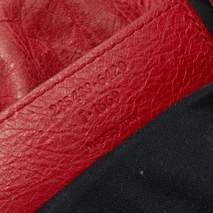 Pre Owned Balenciaga Red Leather GGH Pompon Bag