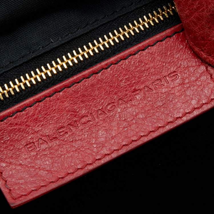 Pre Owned Balenciaga Red Leather GGH Pompon Bag