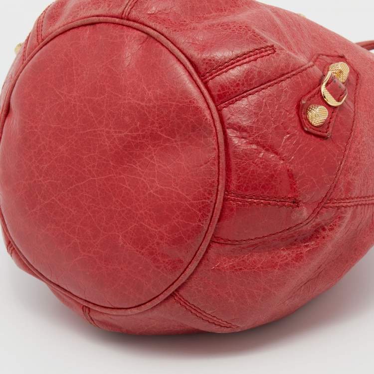Pre Owned Balenciaga Red Leather GGH Pompon Bag