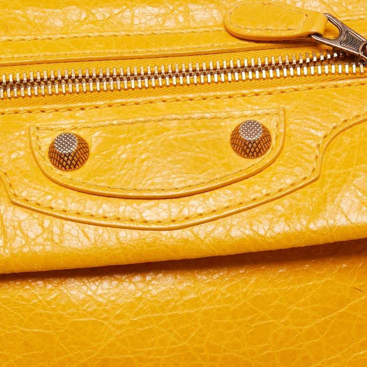 Pre Owned Balenciaga Yellow Leather RH Envelope Clutch
