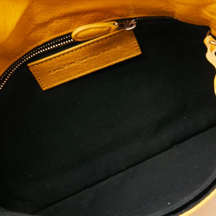 Pre Owned Balenciaga Yellow Leather RH Envelope Clutch