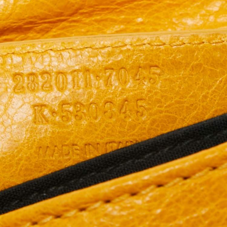Pre Owned Balenciaga Yellow Leather RH Envelope Clutch