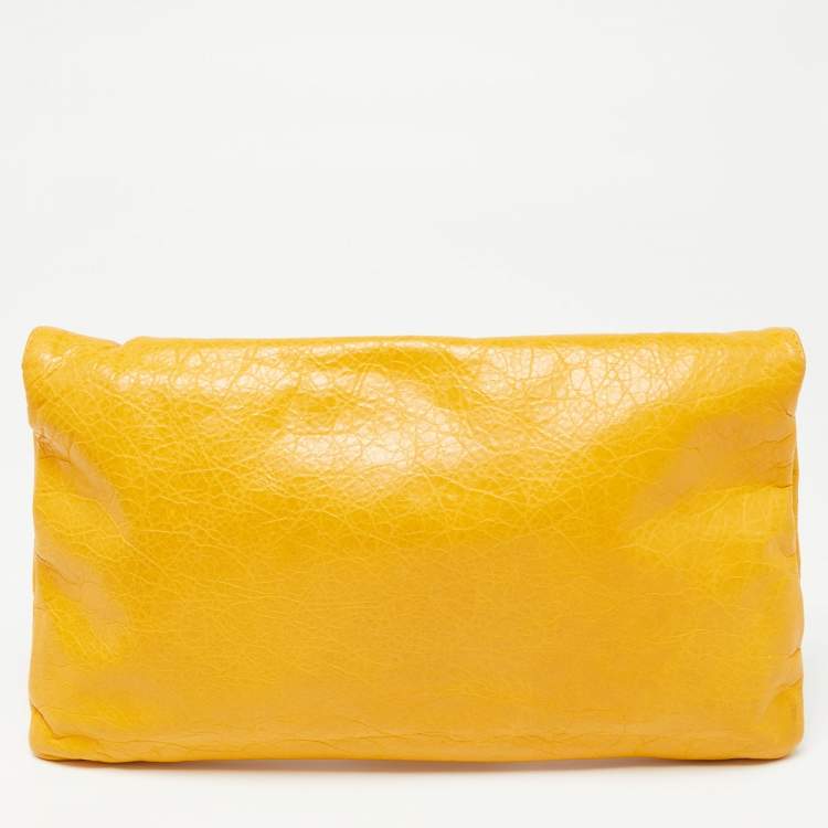 Pre Owned Balenciaga Yellow Leather RH Envelope Clutch