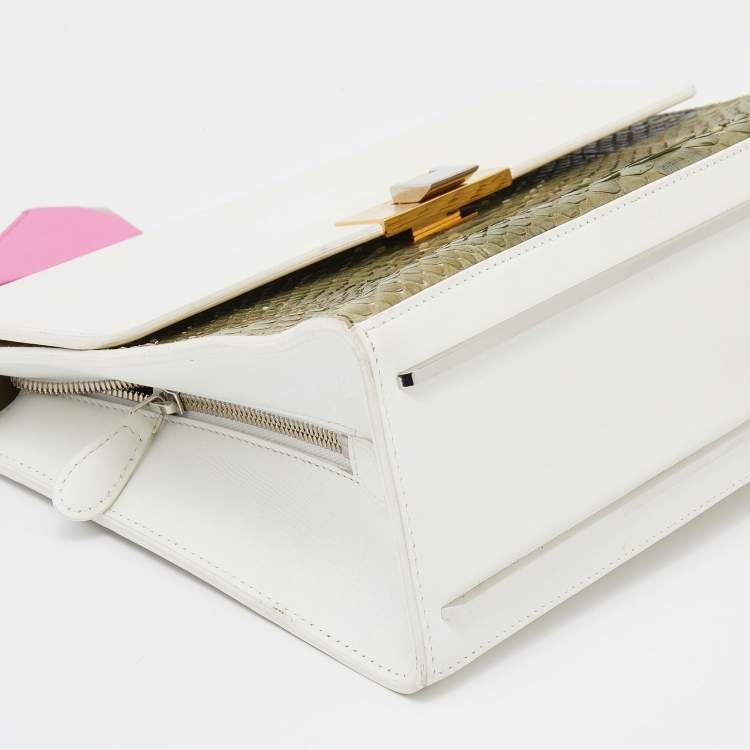 مملوكة مسبقًا Balenciaga Multicolor Leather and Python Le Dix Cartable Top Handle Bag