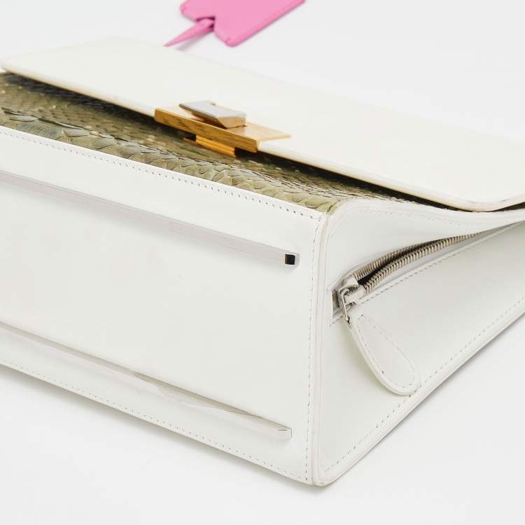 مملوكة مسبقًا Balenciaga Multicolor Leather and Python Le Dix Cartable Top Handle Bag