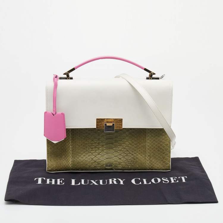 مملوكة مسبقًا Balenciaga Multicolor Leather and Python Le Dix Cartable Top Handle Bag
