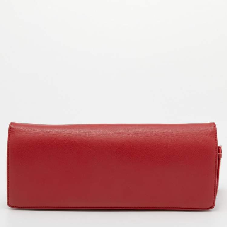 Pre Owned Balenciaga Red Leather Papier Wand Long Clutch
