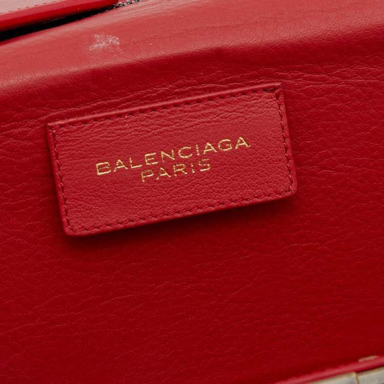 Pre Owned Balenciaga Red Leather Papier Wand Long Clutch