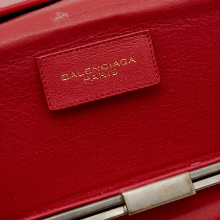 Pre Owned Balenciaga Red Leather Papier Wand Long Clutch