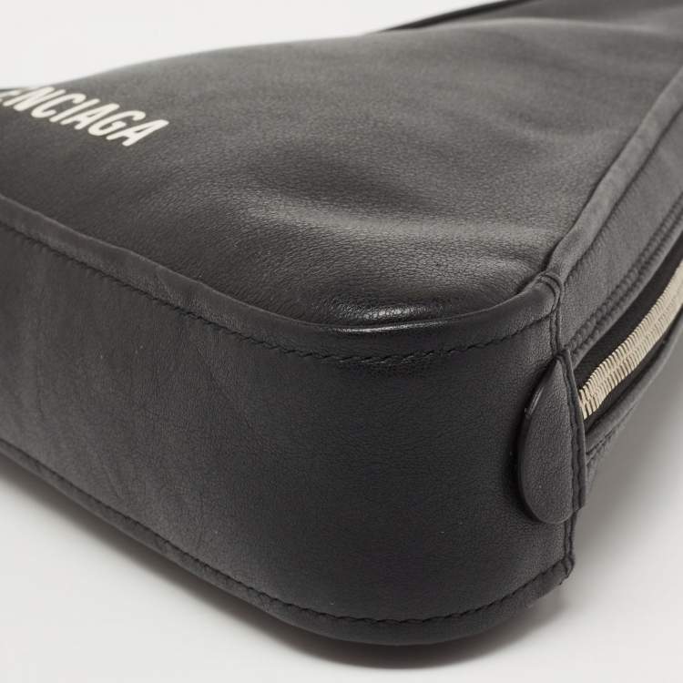 Pre Owned Balenciaga Black Leather Triangle Pouch