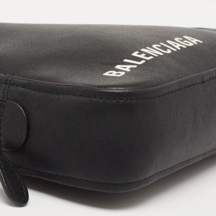 Pre Owned Balenciaga Black Leather Triangle Pouch