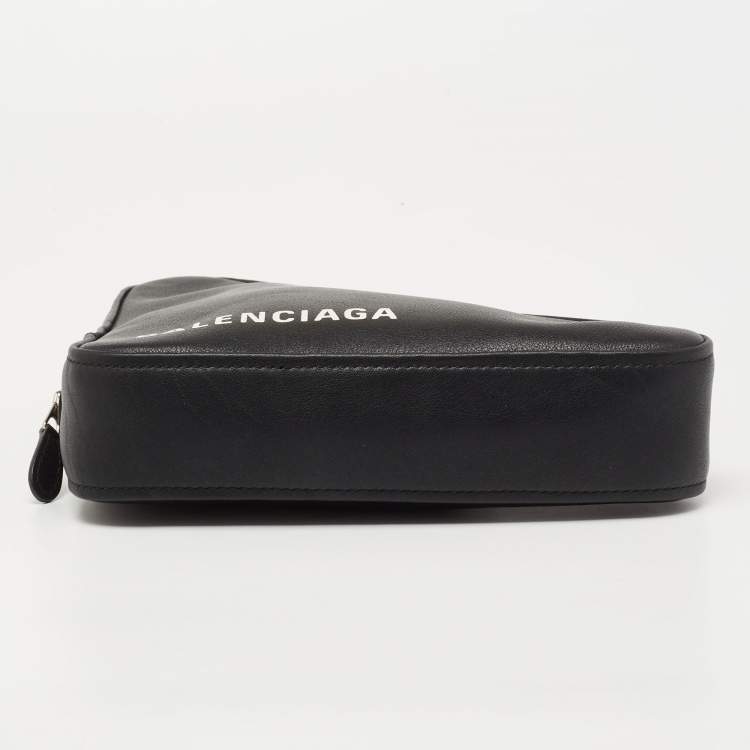 Pre Owned Balenciaga Black Leather Triangle Pouch