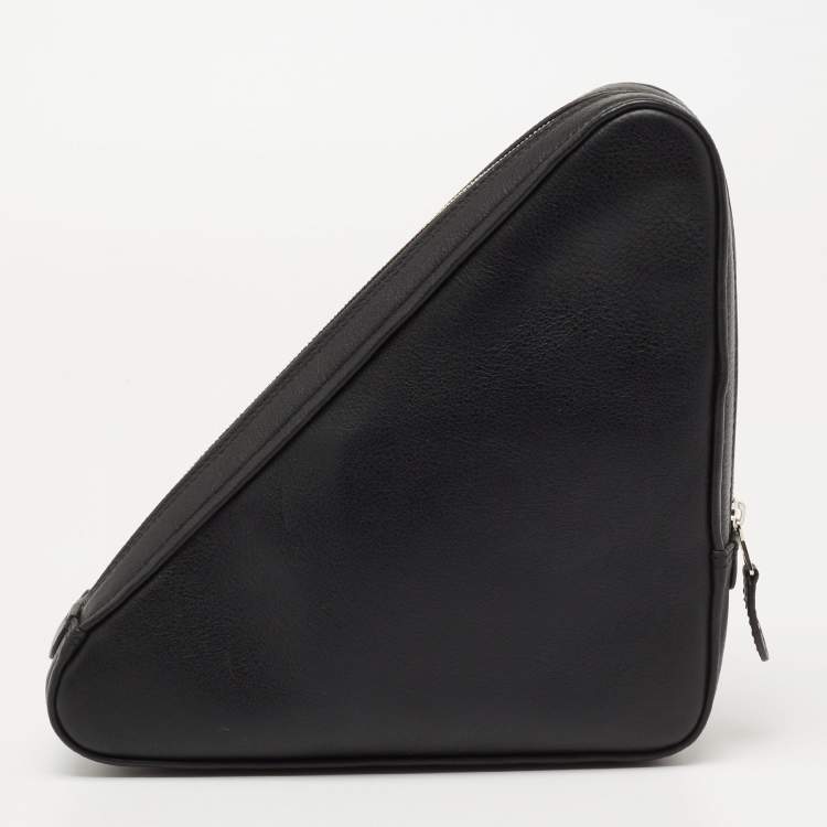 Pre Owned Balenciaga Black Leather Triangle Pouch
