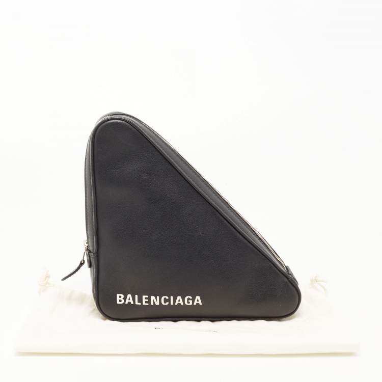 Pre Owned Balenciaga Black Leather Triangle Pouch