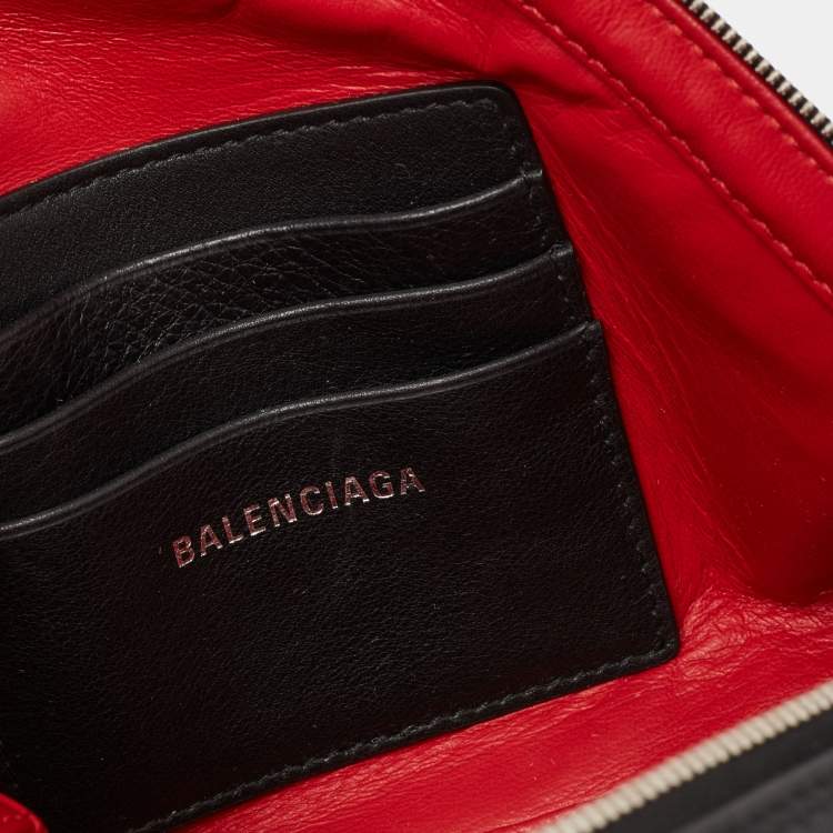 Pre Owned Balenciaga Black Leather Triangle Pouch