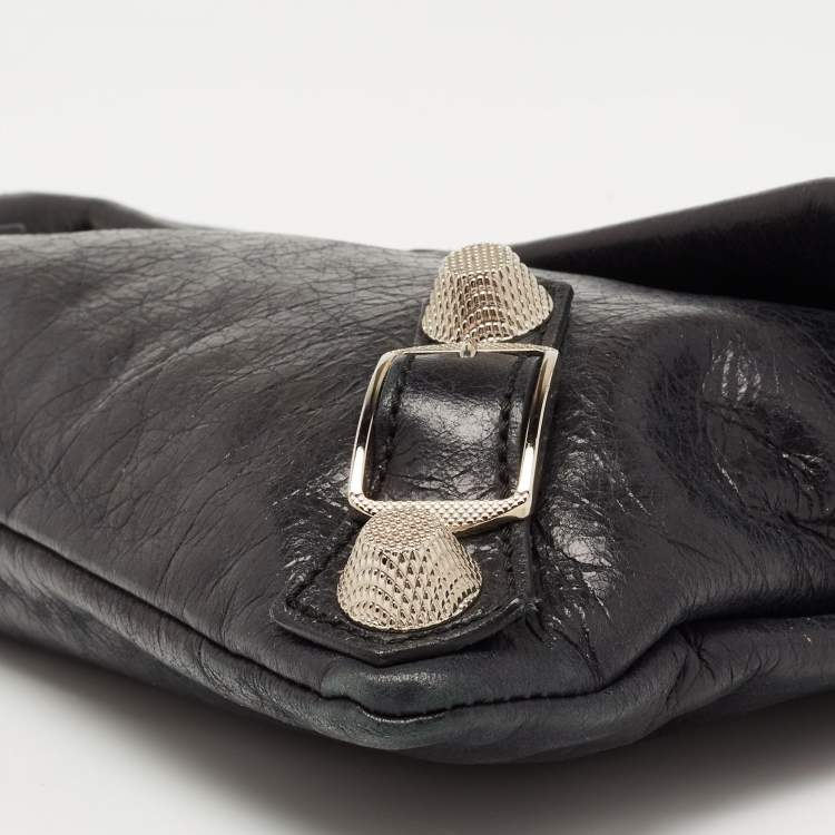 Pre Owned Balenciaga Black Leather GSH Envelope Clutch