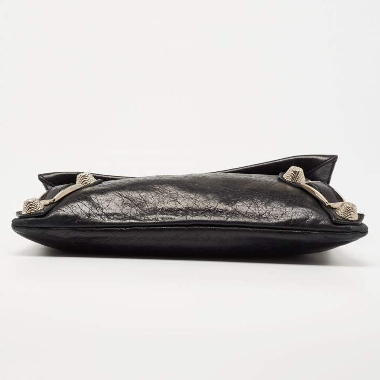 Pre Owned Balenciaga Black Leather GSH Envelope Clutch