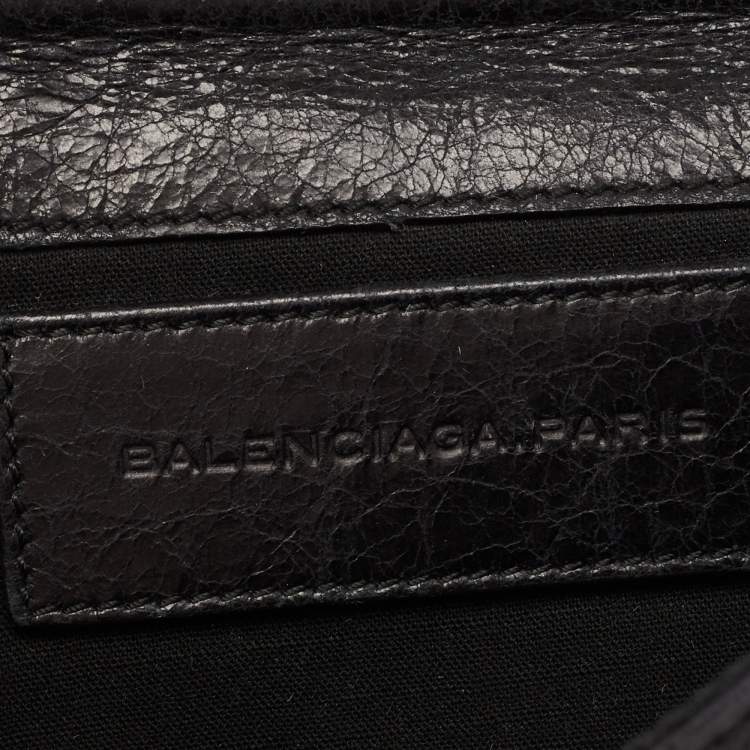 Pre Owned Balenciaga Black Leather GSH Envelope Clutch