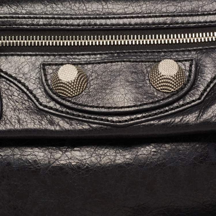 Pre Owned Balenciaga Black Leather GSH Envelope Clutch