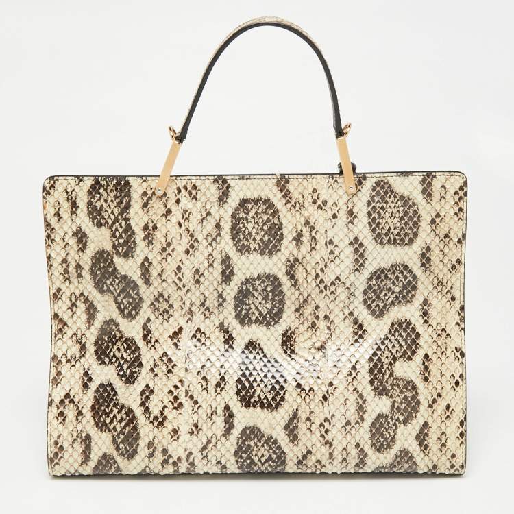 Pre Owned Balenciaga Beige Python Le Dix Cartable Top Handle Bag