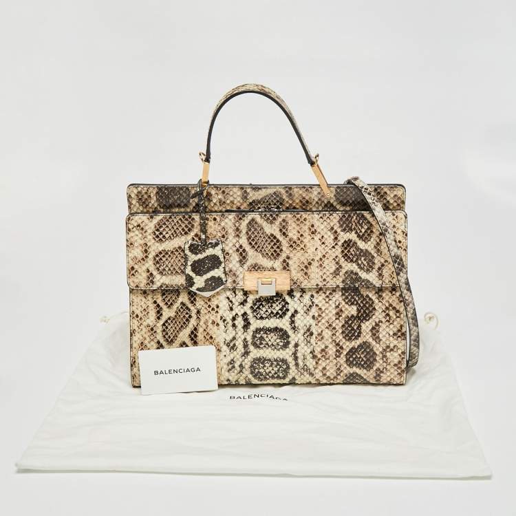 Pre Owned Balenciaga Beige Python Le Dix Cartable Top Handle Bag