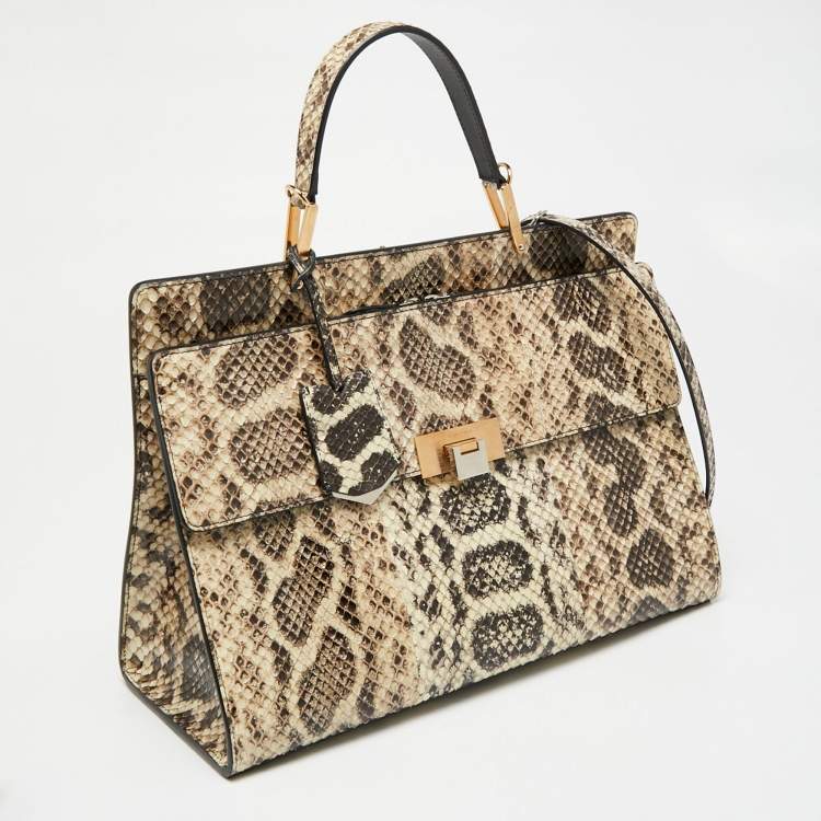 Pre Owned Balenciaga Beige Python Le Dix Cartable Top Handle Bag