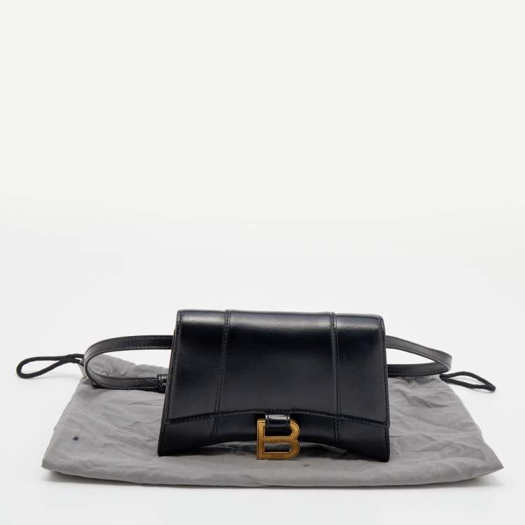 Pre Owned Balenciaga Black Leather Small Hourglass Belt Bag
