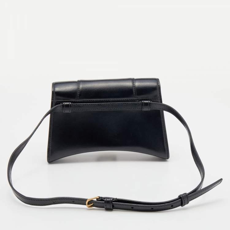 Pre Owned Balenciaga Black Leather Small Hourglass Belt Bag