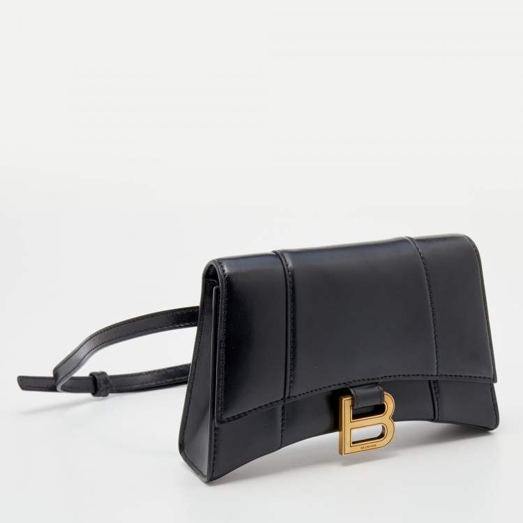 Pre Owned Balenciaga Black Leather Small Hourglass Belt Bag