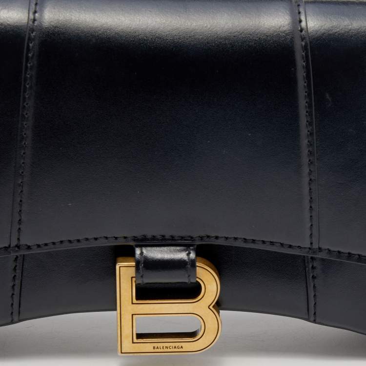 Pre Owned Balenciaga Black Leather Small Hourglass Belt Bag