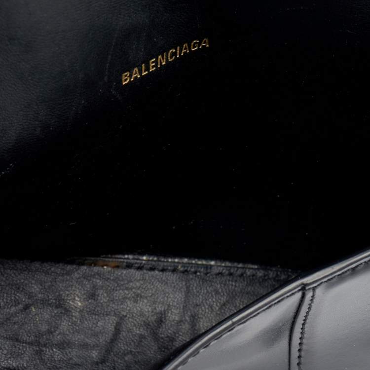 Pre Owned Balenciaga Black Leather Small Hourglass Belt Bag