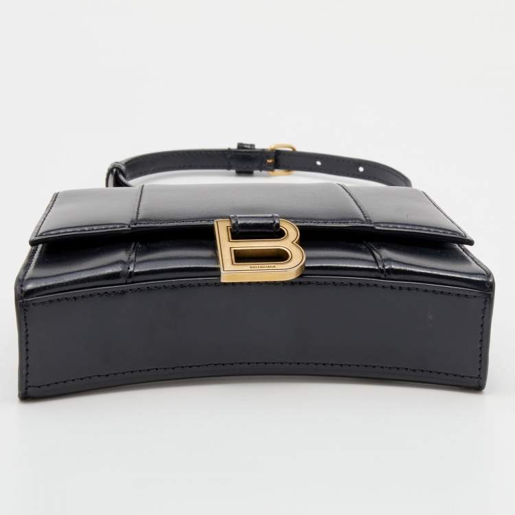 Pre Owned Balenciaga Black Leather Small Hourglass Belt Bag