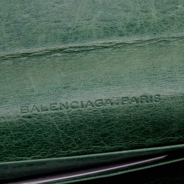 Pre Owned Balenciaga Vert Poker Leather City Flap Continental Wallet