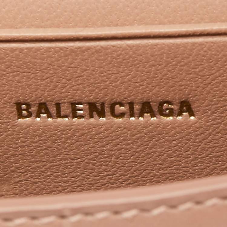 Pre Owned Balenciaga Beige Croc Embossed Leather Mini Chain Hourglass Bag