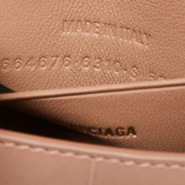 Pre Owned Balenciaga Beige Croc Embossed Leather Mini Chain Hourglass Bag