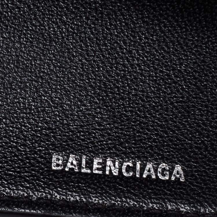 Pre Owned Balenciaga Black Leather Mini Cash Compact Wallet