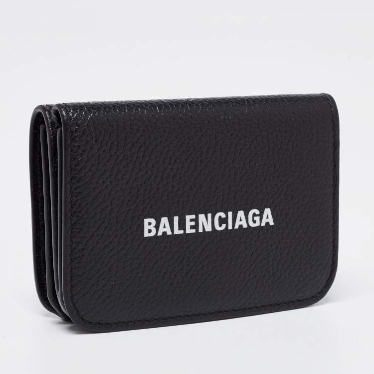 Pre Owned Balenciaga Black Leather Mini Cash Compact Wallet