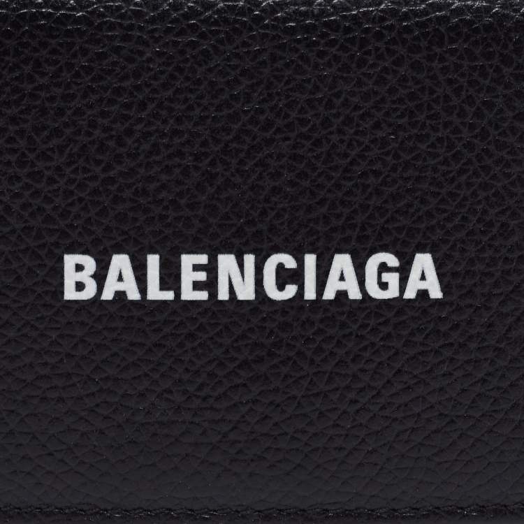 Pre Owned Balenciaga Black Leather Mini Cash Compact Wallet