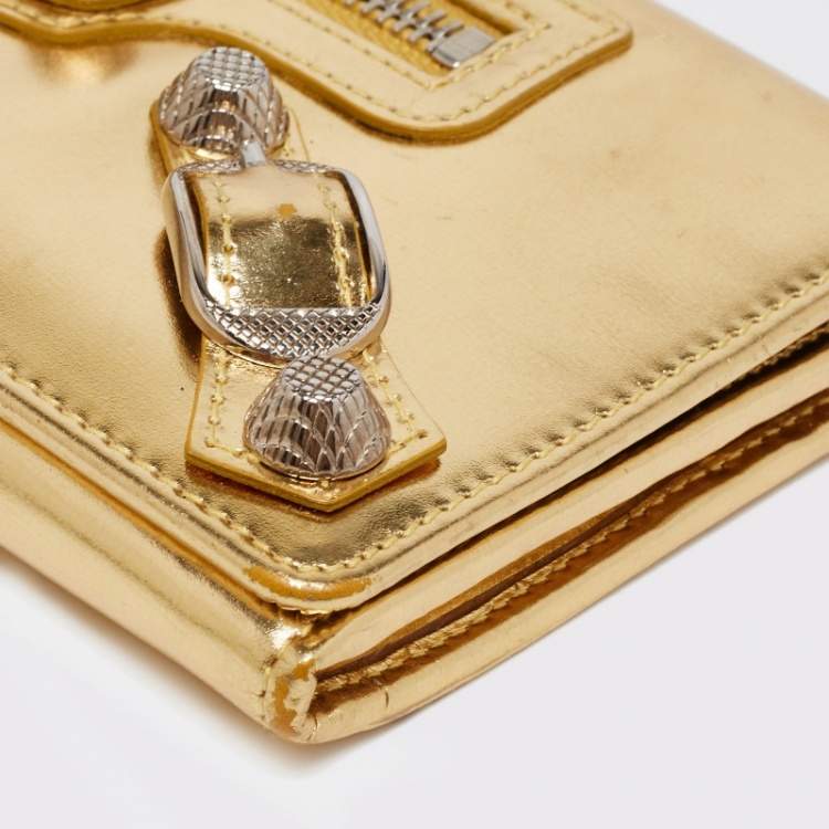 Pre Owned  Balenciaga Metallic Gold Leather City Flap Continental Wallet