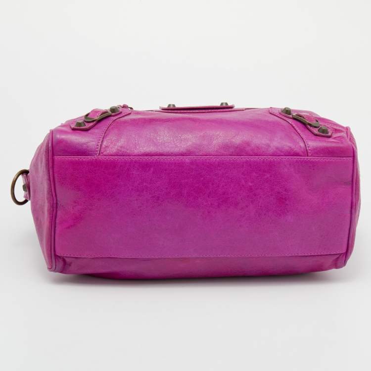 Pre Owned Balenciaga Purple Leather RH Twiggy Bag