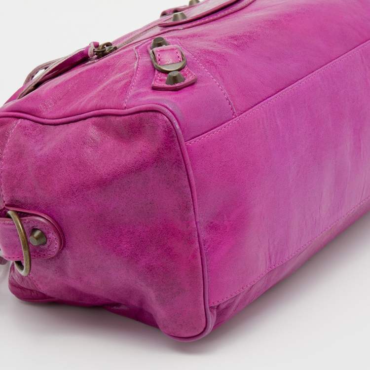 Pre Owned Balenciaga Purple Leather RH Twiggy Bag