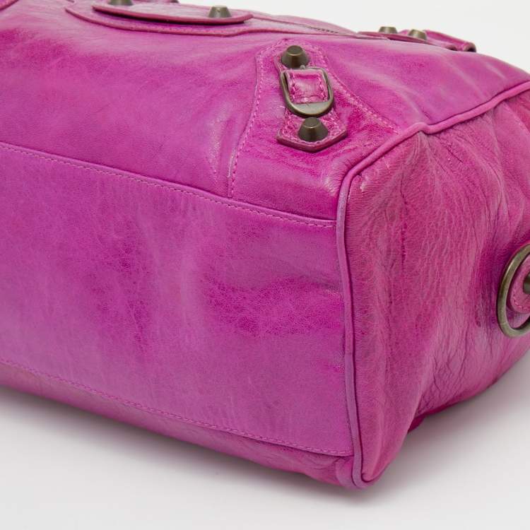 Pre Owned Balenciaga Purple Leather RH Twiggy Bag