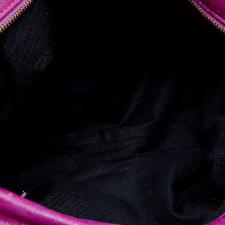 Pre Owned Balenciaga Purple Leather RH Twiggy Bag