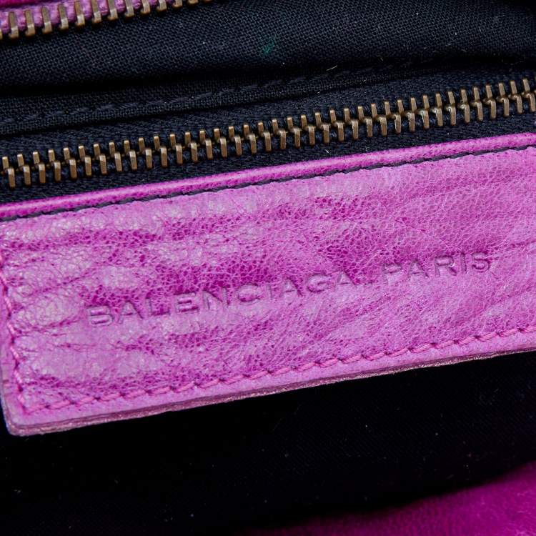 Pre Owned Balenciaga Purple Leather RH Twiggy Bag