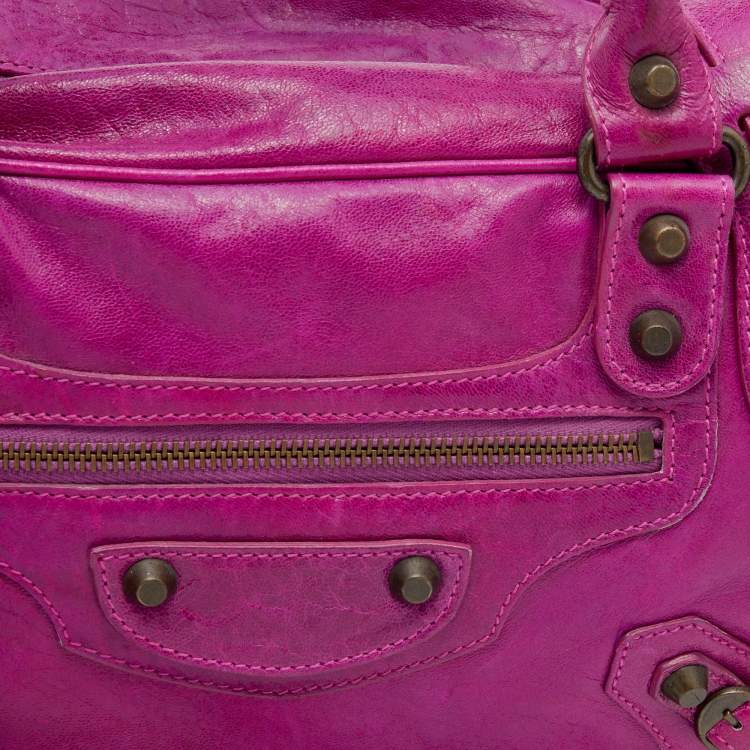 Pre Owned Balenciaga Purple Leather RH Twiggy Bag