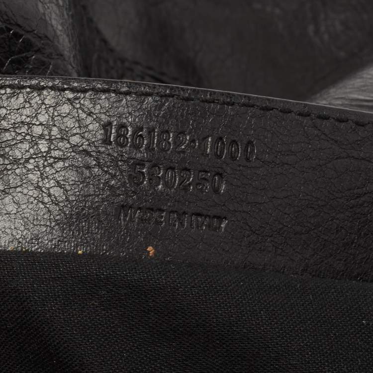 Pre Owned Balenciaga Black Leather GGH Envelope Clutch 