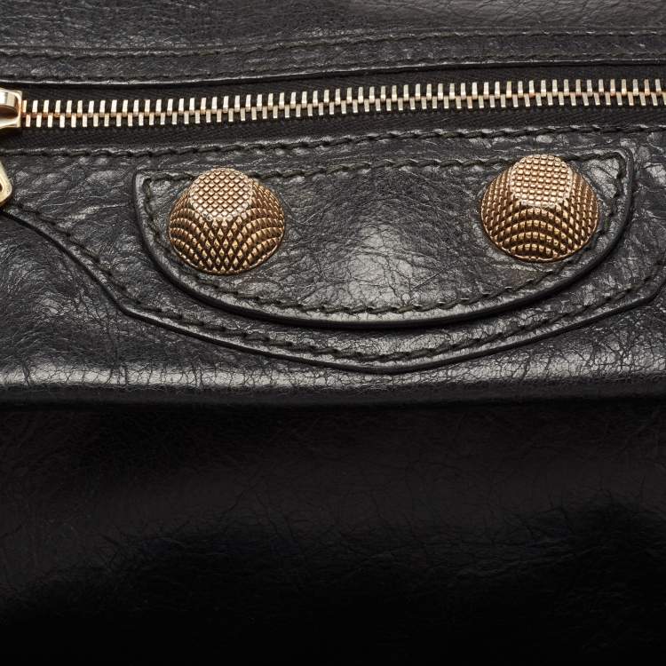 Pre Owned Balenciaga Black Leather GGH Envelope Clutch 