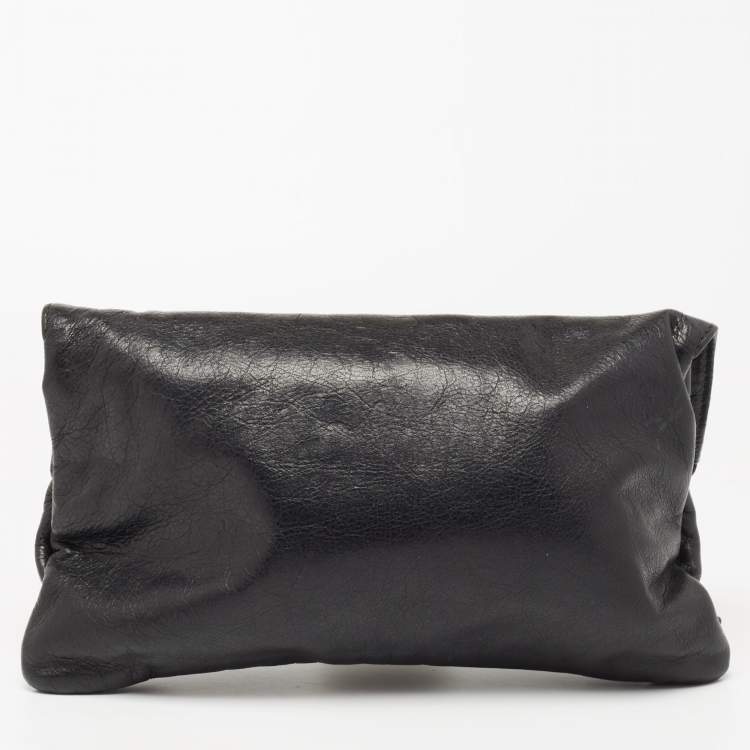 Pre Owned Balenciaga Black Leather GGH Envelope Clutch 