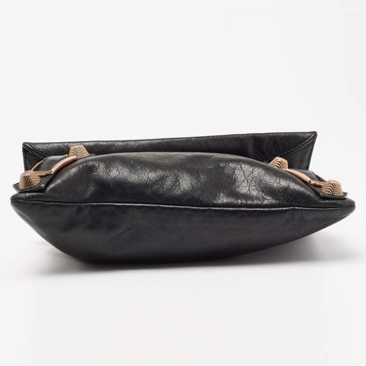 Pre Owned Balenciaga Black Leather GGH Envelope Clutch 