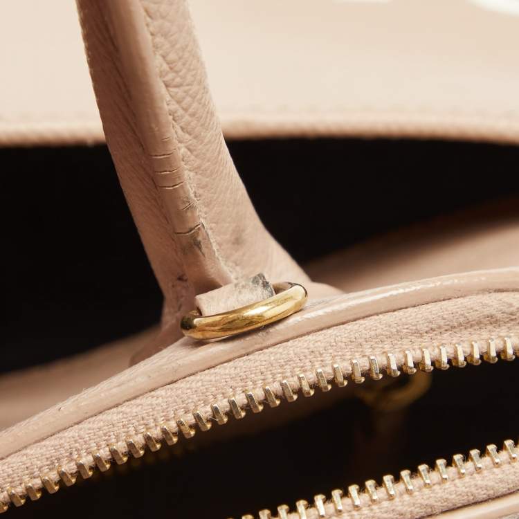 Pre Owned Balenciaga Beige Leather Small Ville Logo Satchel
